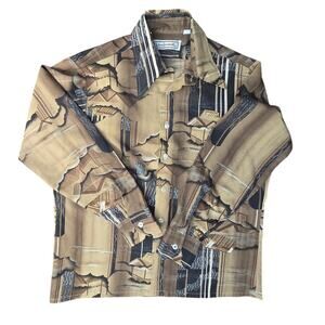 Vintage Landmark 70's Disco Polyester Shirt SZ‎ Large 16-16 1/2 EUC